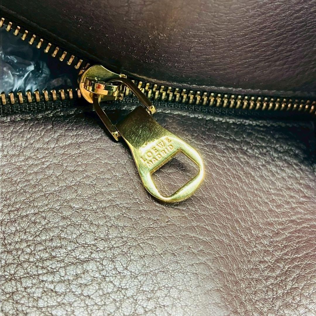 LOEWE Anagram Husta Handbag Bronze Dark Brown Leather