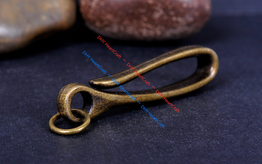 5pc 68*16mm Big Retro Brass KeyChain Key Ring Belt U Hook Wallet Chain Fish Hook