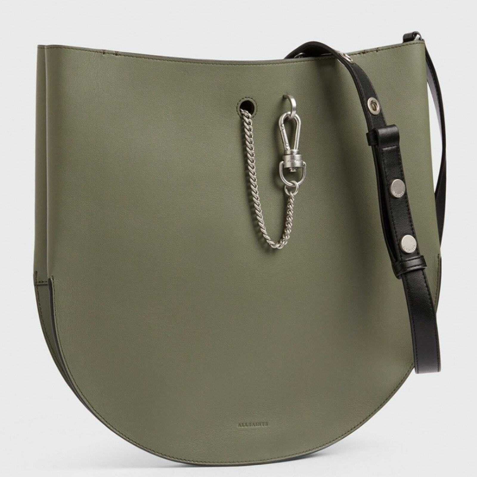 All Saints green leather purse crossbody