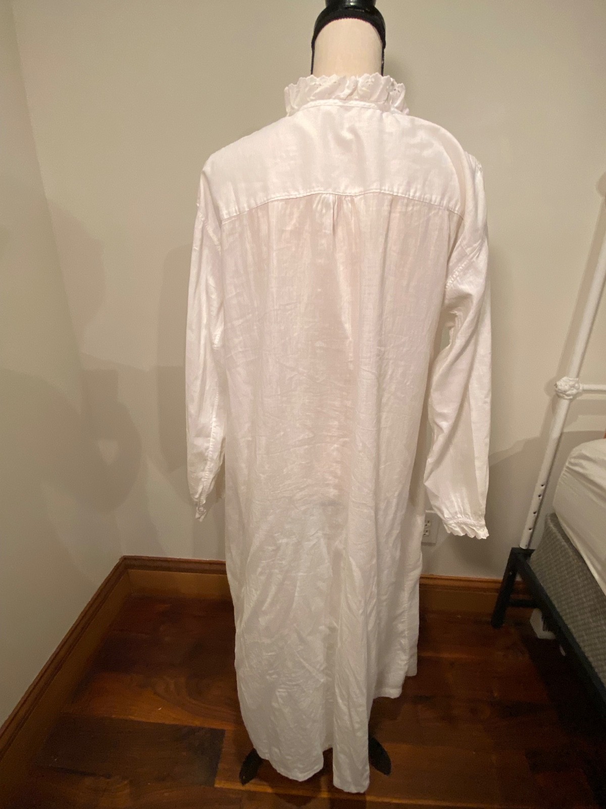 Vtg 40s Dove Undergarments Cream White Cotton Victorian Granny Nightgown Lace 20