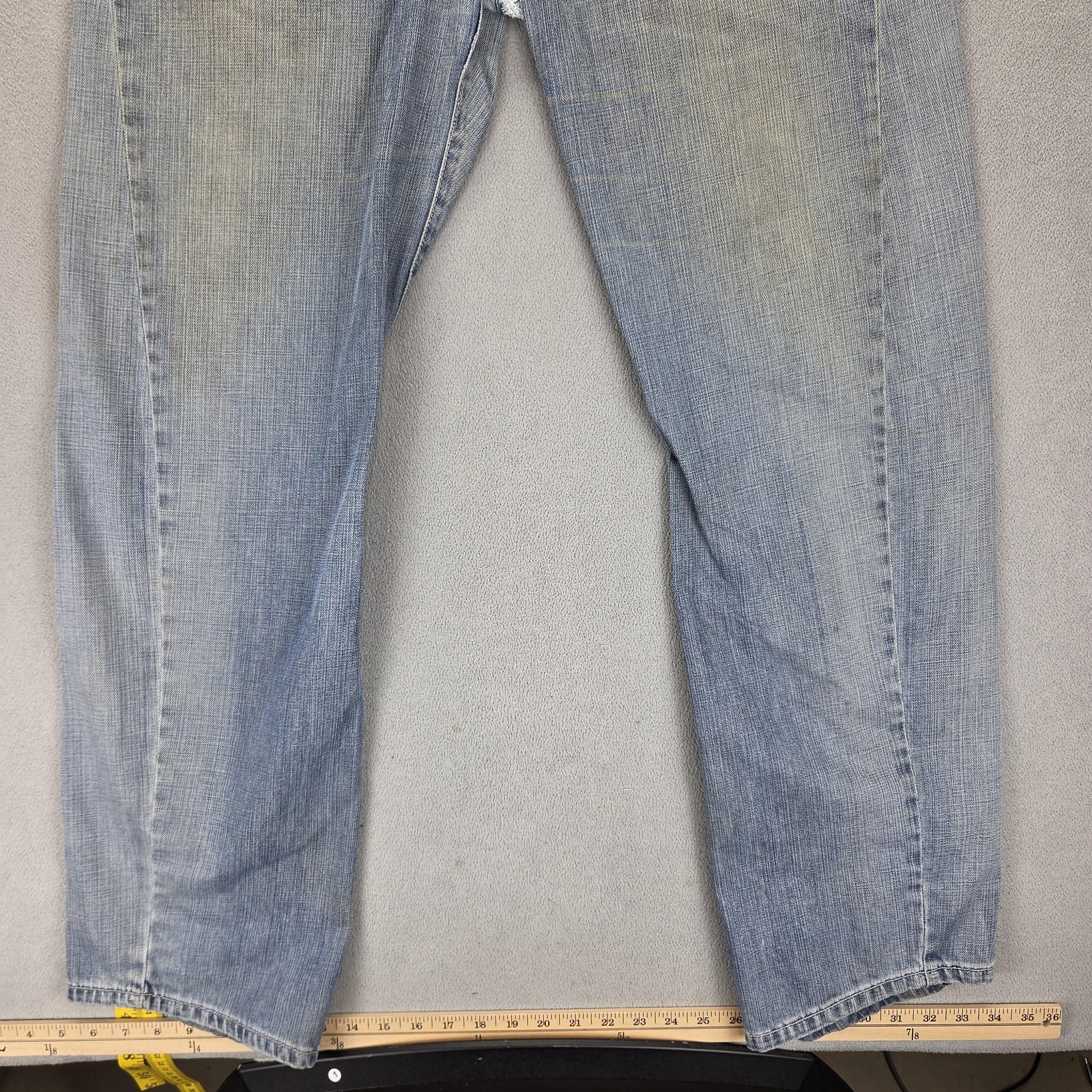 VTG Levis Engineered Jeans Mens Blue Twisted Button Fly Altered Hem Fits 34×32
