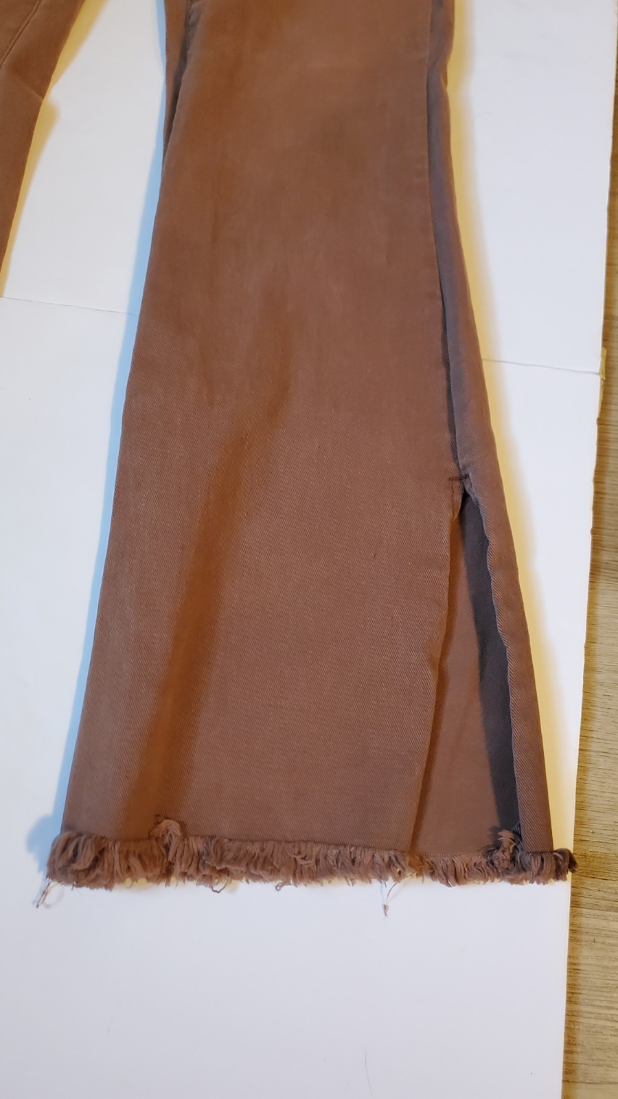 Womens Risen High Rise Wide Leg Jeans Expresso, Brown, Fringe, Slit Size 9/29