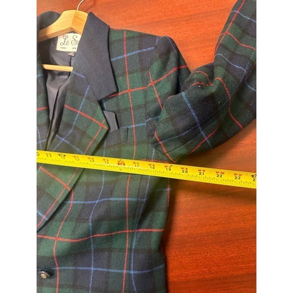 Le Suit Plaid Blazer Double Breasted Womens Size 12 Wool Acrylic Blend Business
