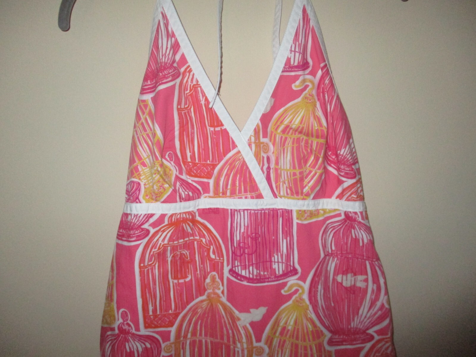 Lilly Pulitzer Pink Out to Lunch Moonglow Birdcages Britt Halter Dress Size 4