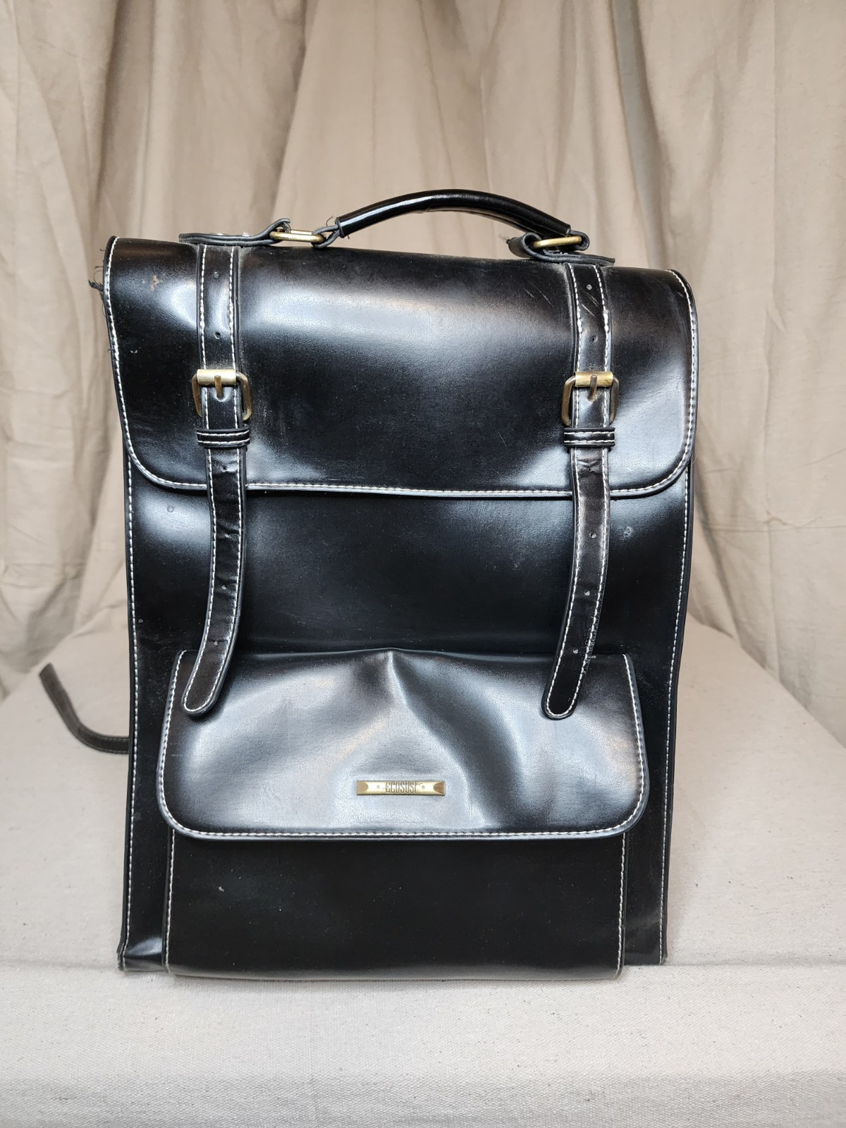 Ecosusi Black Backpack Buckle Accents Gold Hardware Adjustable Strap Top Handle