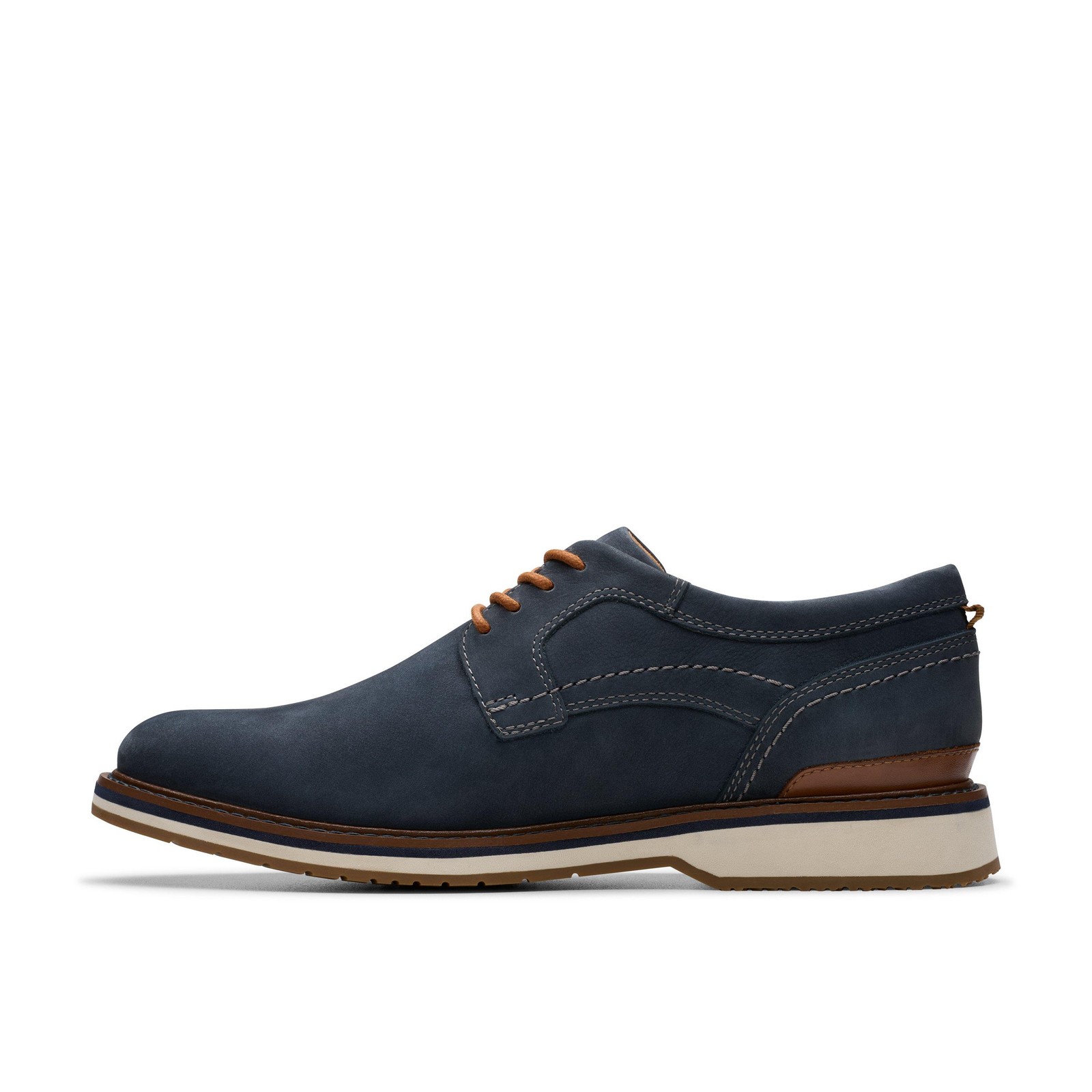 Clarks Mens Monahan Plain Blue Leather Casual Shoes