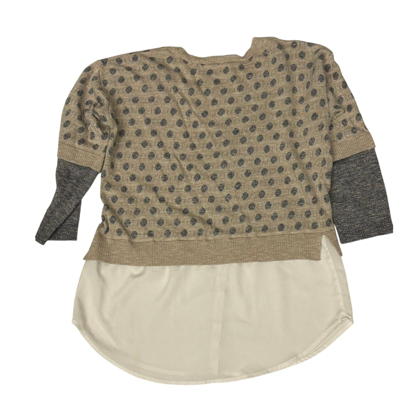Kenzie sweater layered over white shirt tails preppy dressy knit top blouse sx S