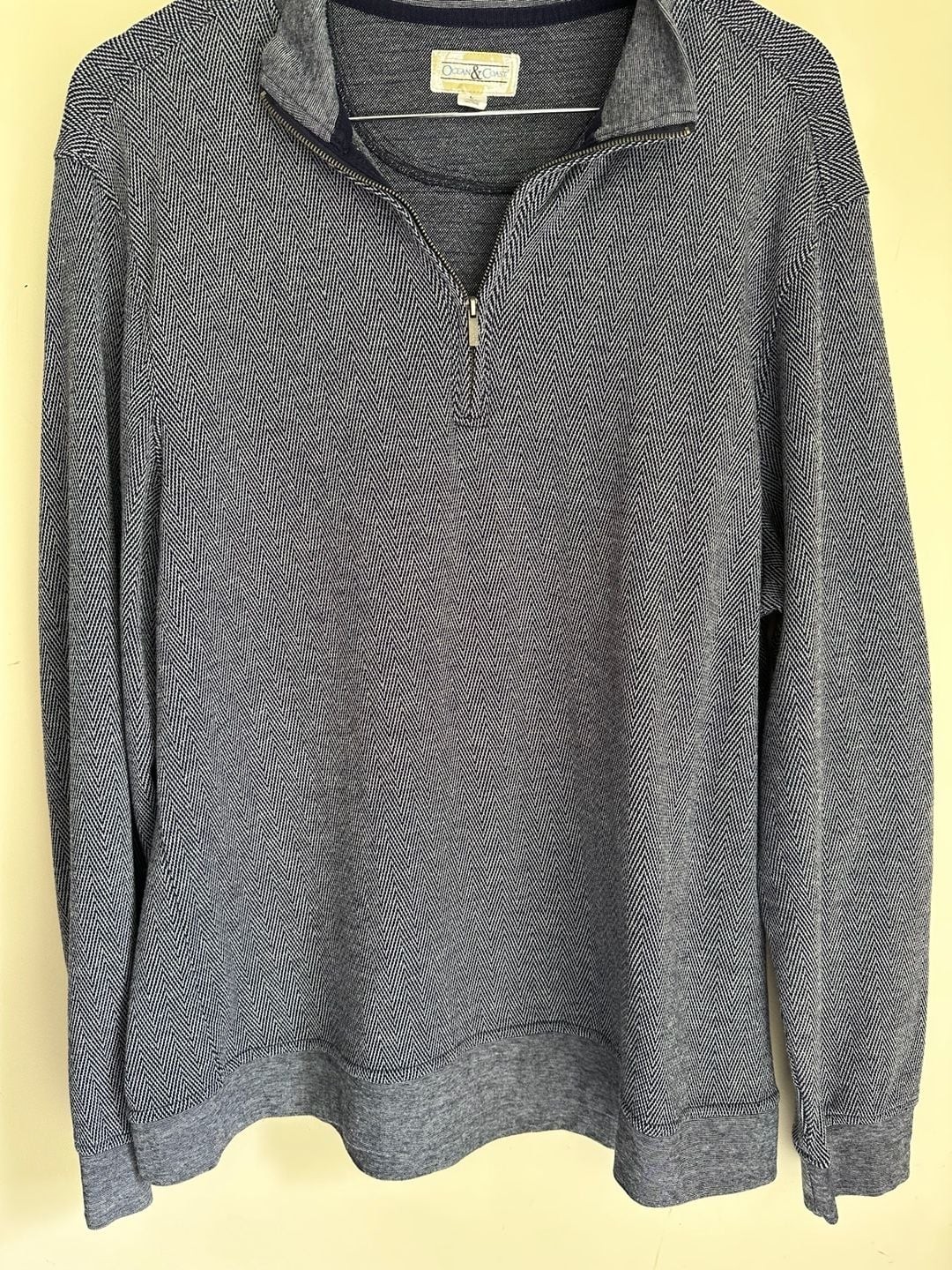 Ocean & Coast Men’s Herringbone Texture 1/4 Zip Pullover Sweater with Elbow Patc
