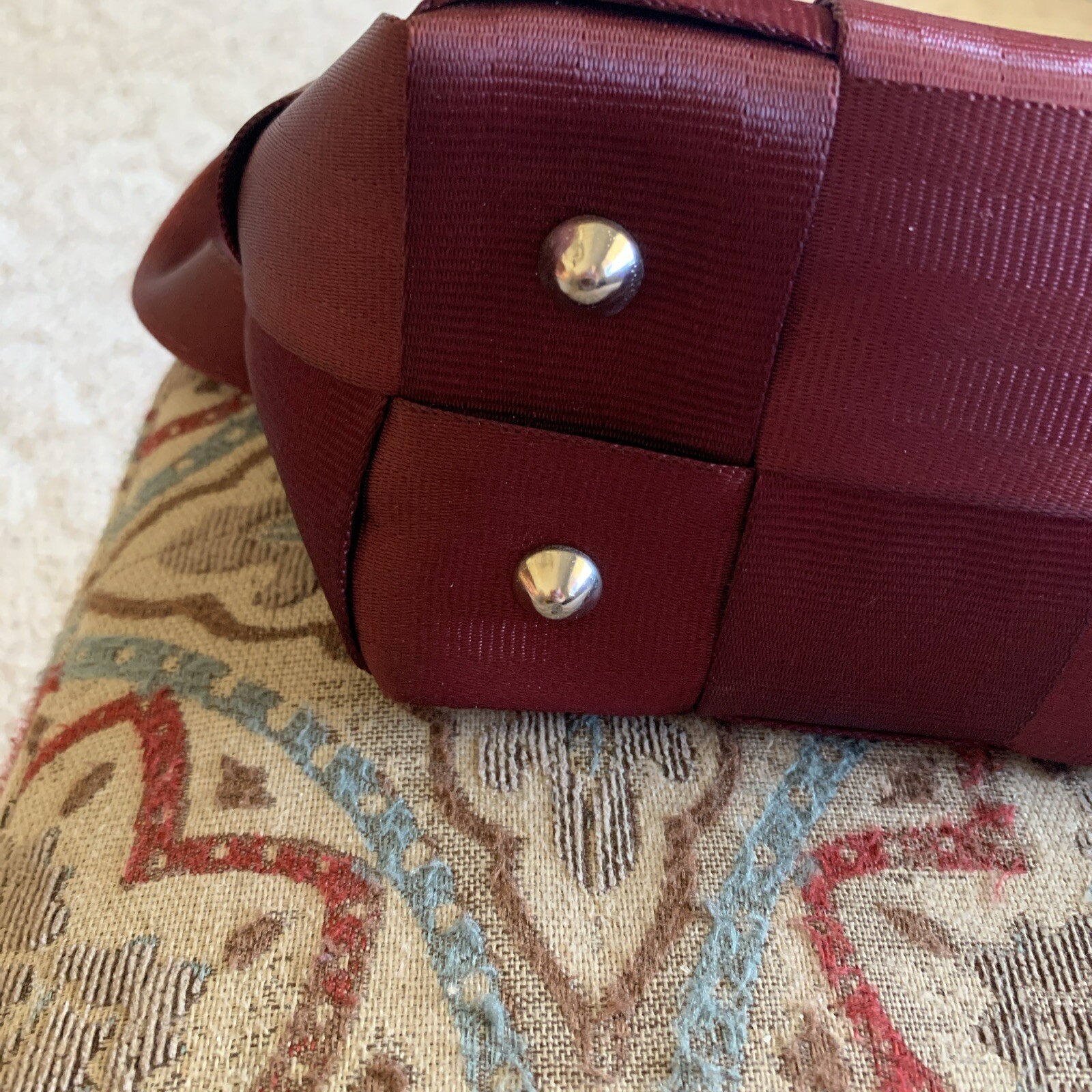 Harveys Original Seatbelt Bag Woven Satchel Bag Dark Raspberry USA