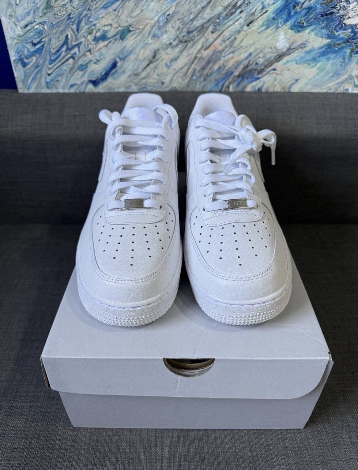 Nike Air Force 1 Low Top Men’s White Lace-Up Sneakers Rubber Outsole