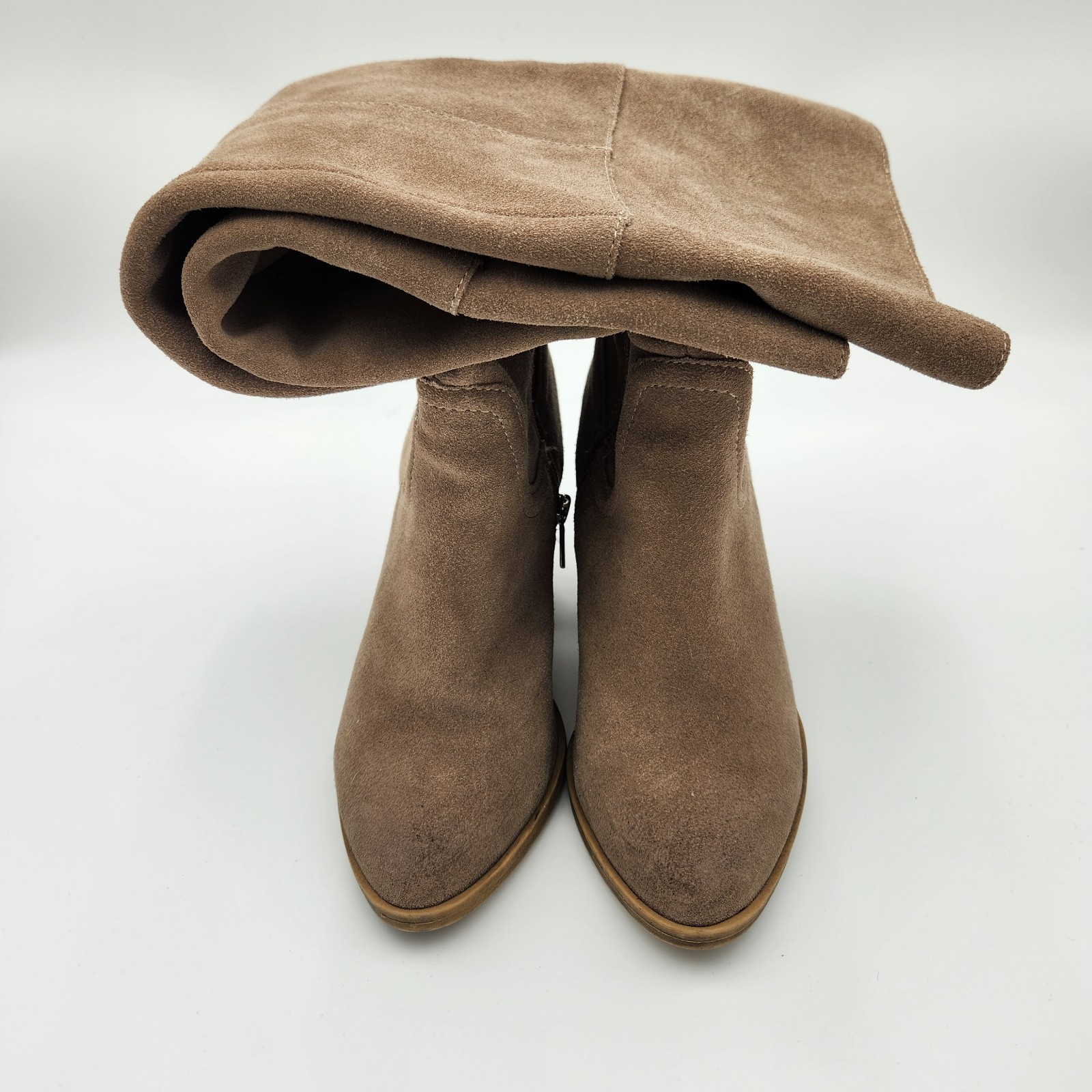 Steve Madden Women’s Suede Boots 6.5M Saudy Brown Side Zipper Above Knee Pull On