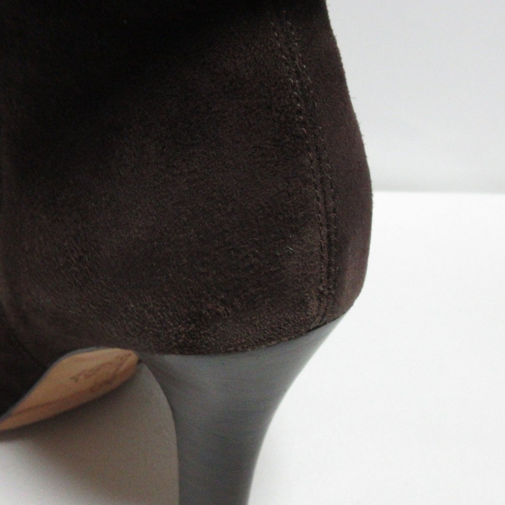 BROOKS BROTHERS Boa Chunky Heel Short Boots 9.3″” Brown Women USED