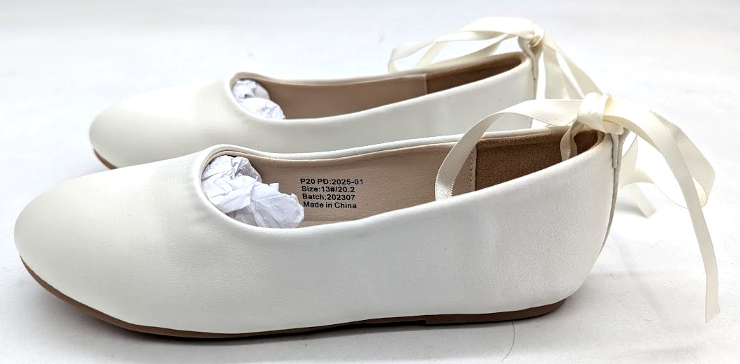 *SEE DETAILS* PHIRAMIN Toddler Flower Girl Dress Shoes – Size 13 – Ivory White