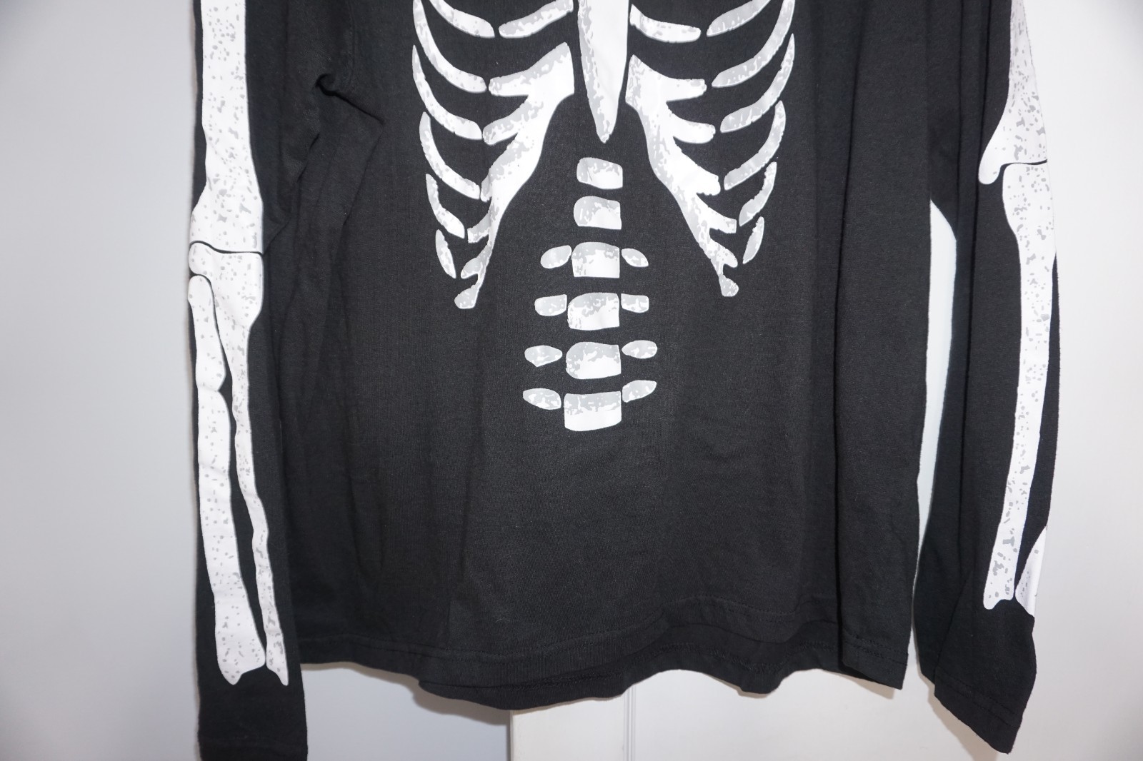 Urban Buck Skeleton Bones Ribcage Long Sleeve Black T-Shirt Mens Size XL
