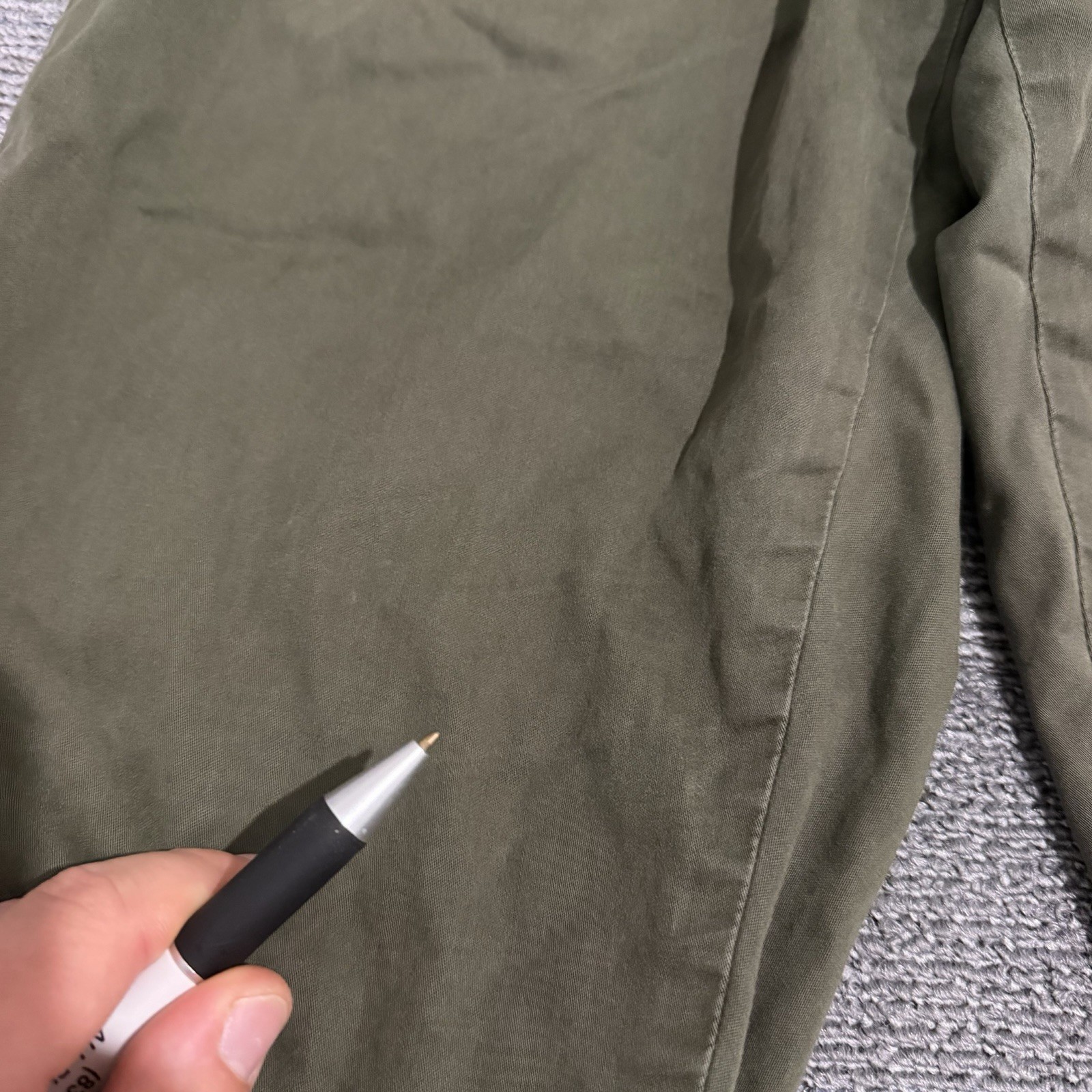 Asket Pants Mens 31×32 Green Cotton Stretch The Chinos Flat Front Straight Leg*