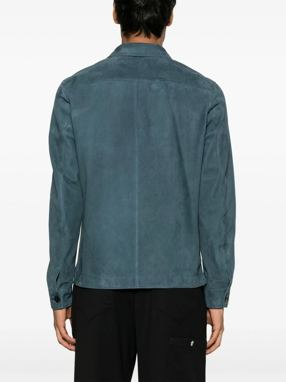 Mens Blue Suede Leather Trucker Jacket Suede Custom Made Size S M L XL 2XL 3XL