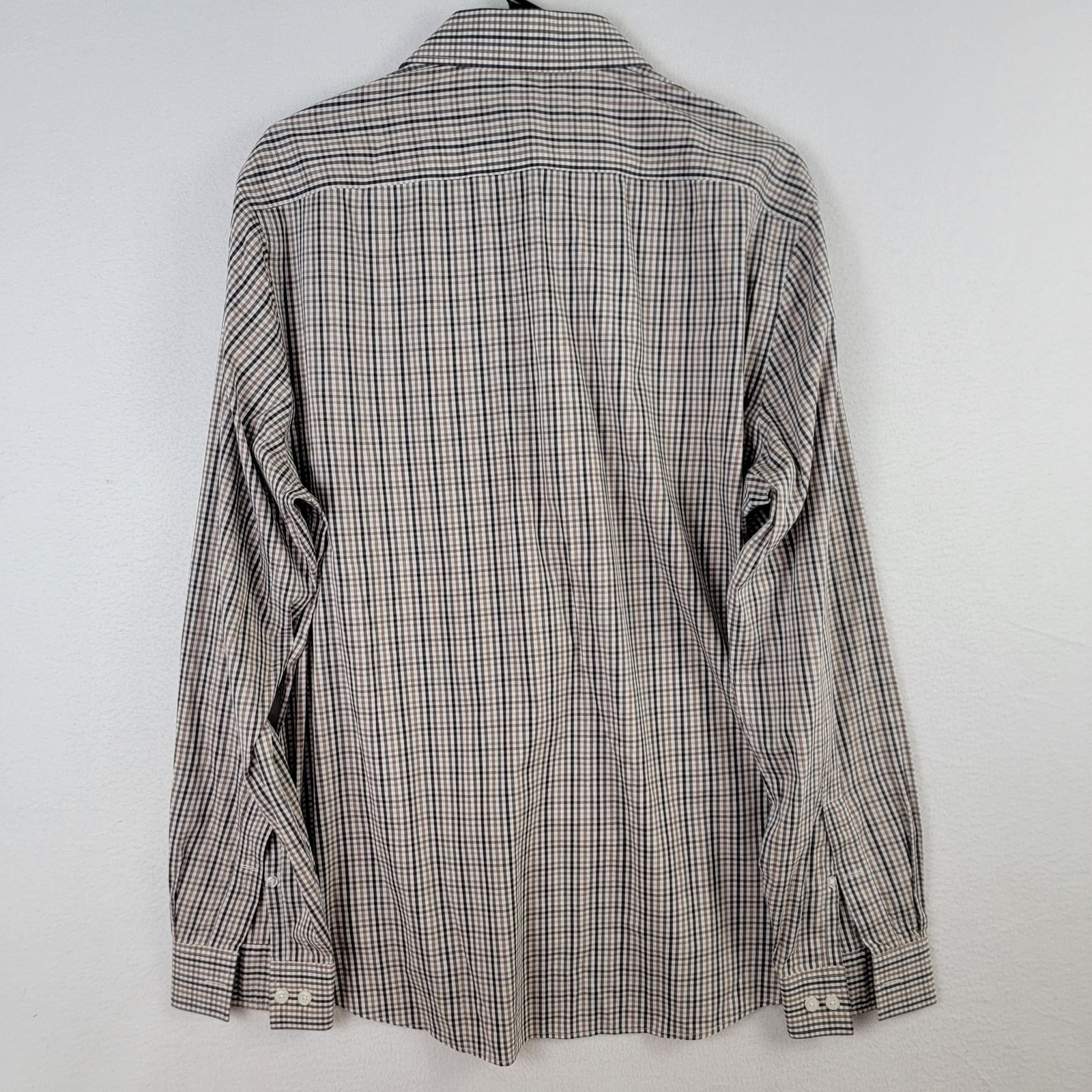 Michael Kors Slim Fit Travel Stretch Mens L Checkered Button-Up Shirt 16.5 34/35
