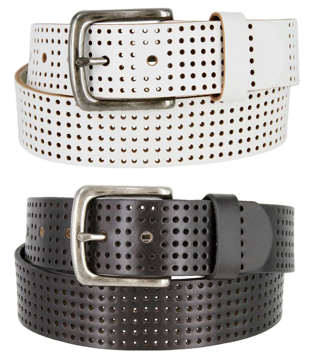 Perforated Belt 100% Genuine Leather Casual Men’s Golf Belt 1-1/2″ Wide