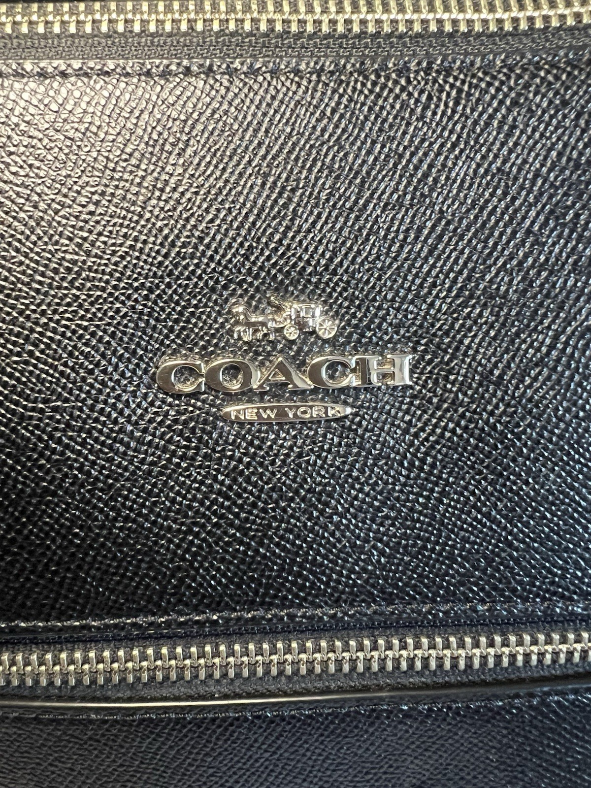 Coach Gallery Tote Bag in Black Cross Grain Leather with Silver Hardware