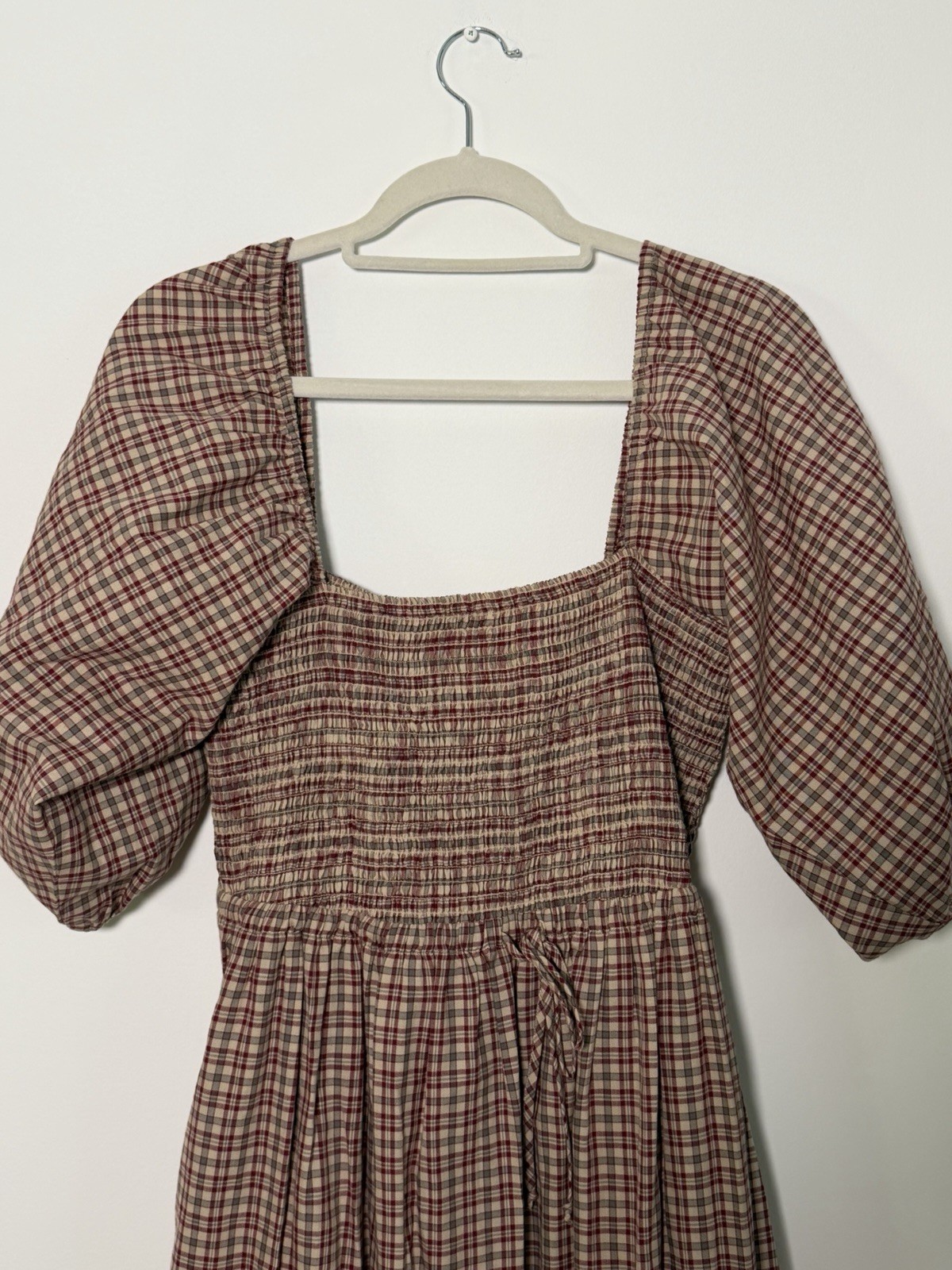 NWOT Christy Dawn The Katrina Dress Ruby Red Plaid Large Cottage Prairie