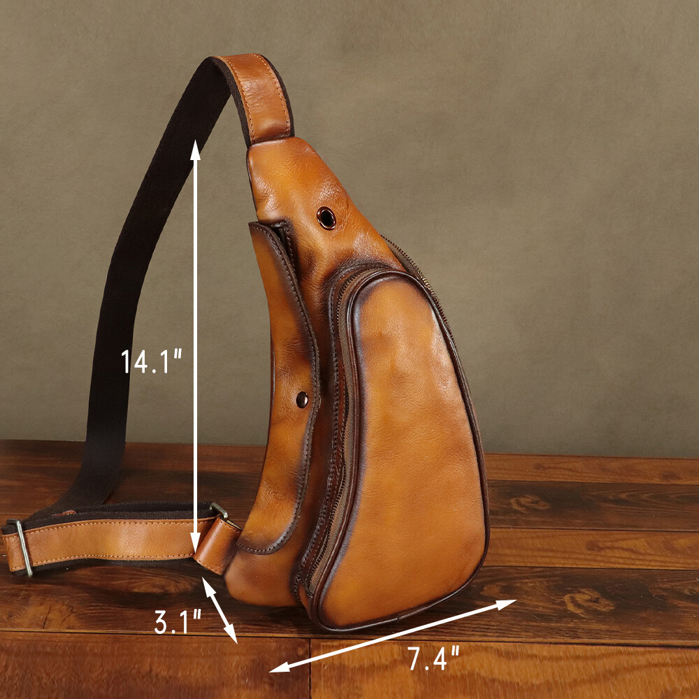 Genuine Leather Sling Bag for Women Men Sling Backpack Purses Crossbody Bag