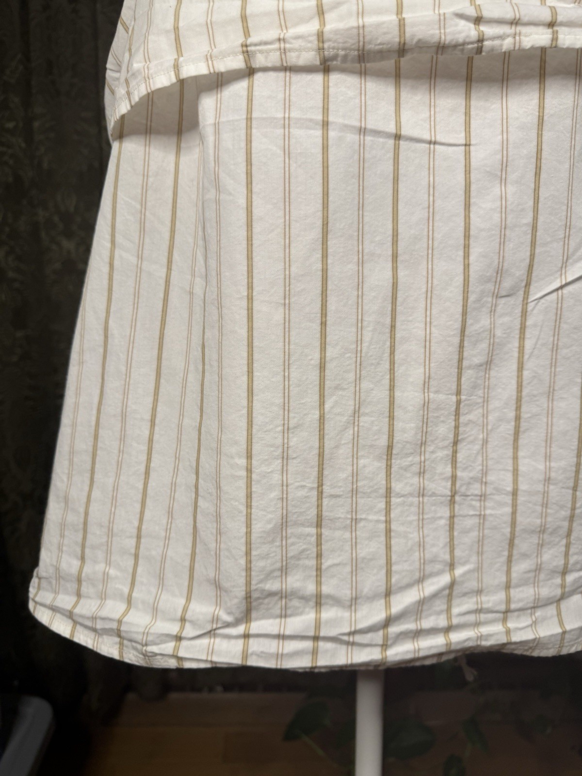 H&M Women’s L White Beige Striped 100% Cotton Zip Spaghetti Strap Cami