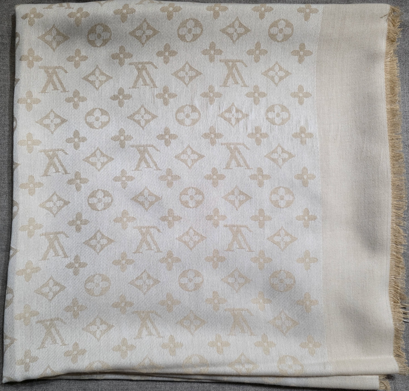 100% Authentic Louis Vuitton Scarf Shawl Stole 60%Silk 40%Wool RoylBlue PreOwned