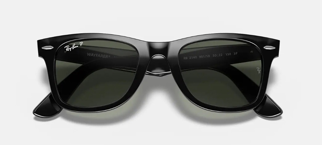 Ray-Ban Original Wayfarer Unisex Square Sunglasses – Black/Green (RB2140 901/58)