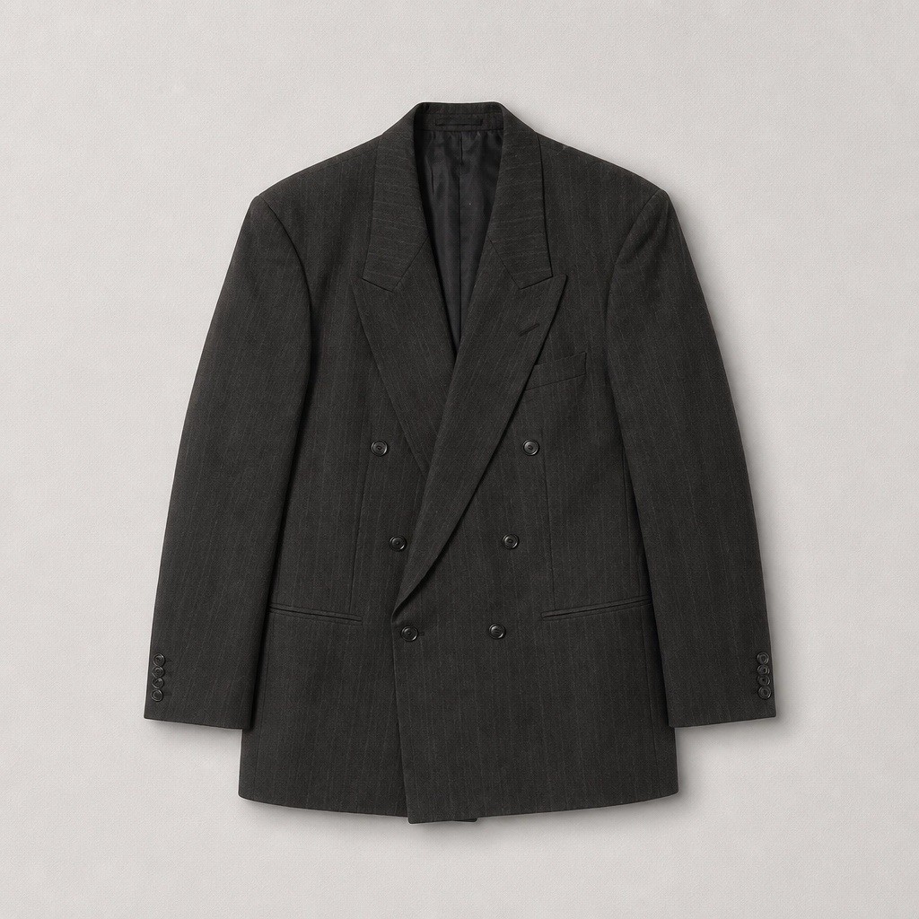 Giorgio Fellini Men’s Gray Wool Twill Solid 2-Piece Suit DB Peak 40L