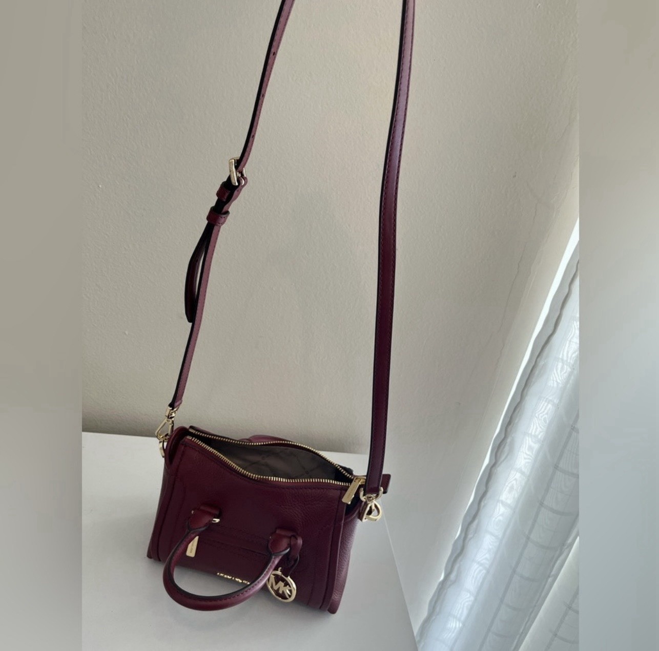 Michael Kors Carine Burgundy Small with Gold Hardware Crossbody Bag NWT
