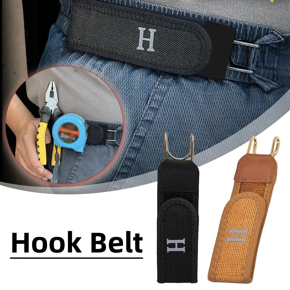 2PCS Tactical Metal Hook Elastic Belt Buckle-Free Invisible Waist Belt Closure