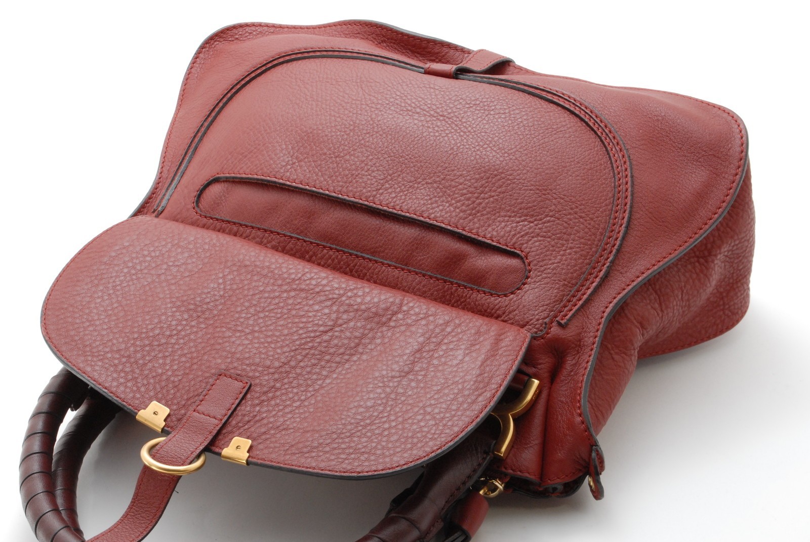 Chloe Marcie Shoulder Hand Bag Leather Red