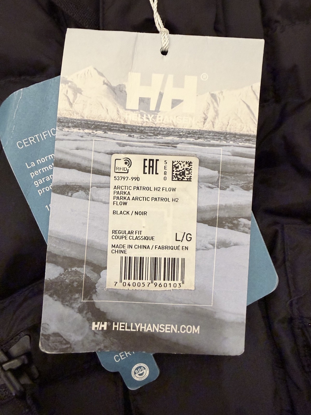 Helly Hansen Arctic Patrol H2 Flow Parka Black/Noir Men’s Large With New Tags