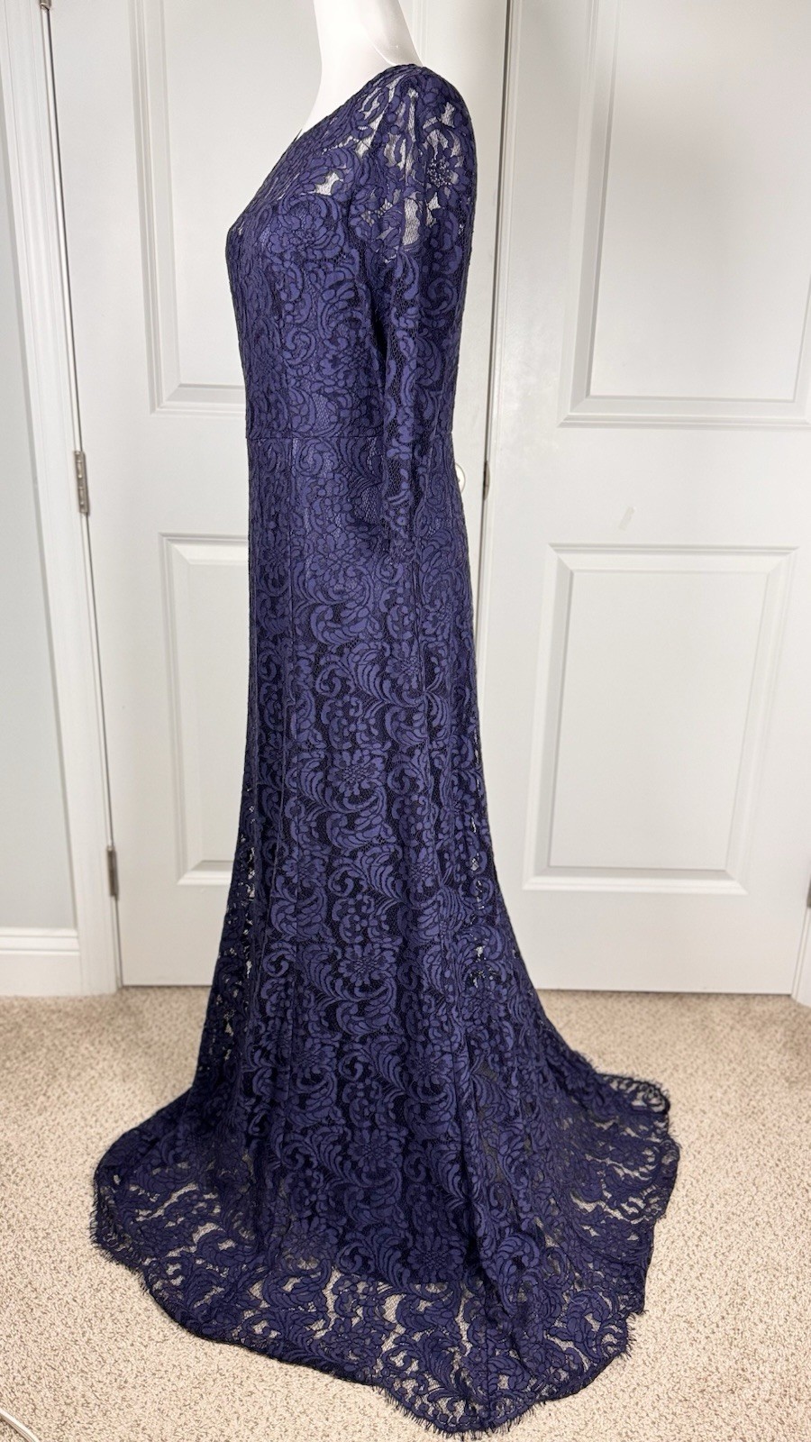 Navy Lace Formal Evening Gown Maxi Dress Mermaid Mother Of Bride Gala Elegant