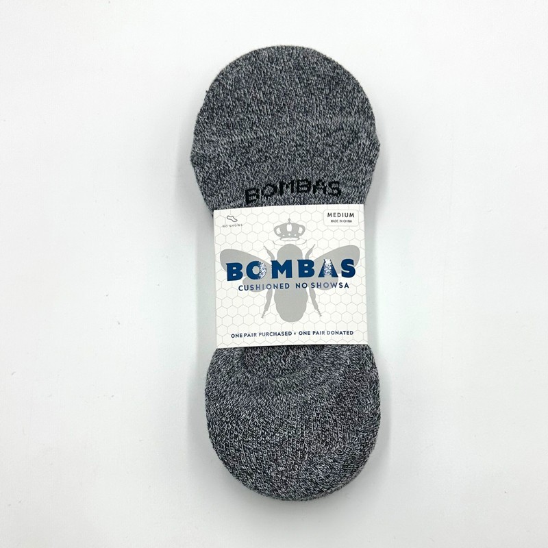 NWT 4 Pairs Men’s Cushion No Show Socks Classic Size Med 6-9 Grey BOMBAS