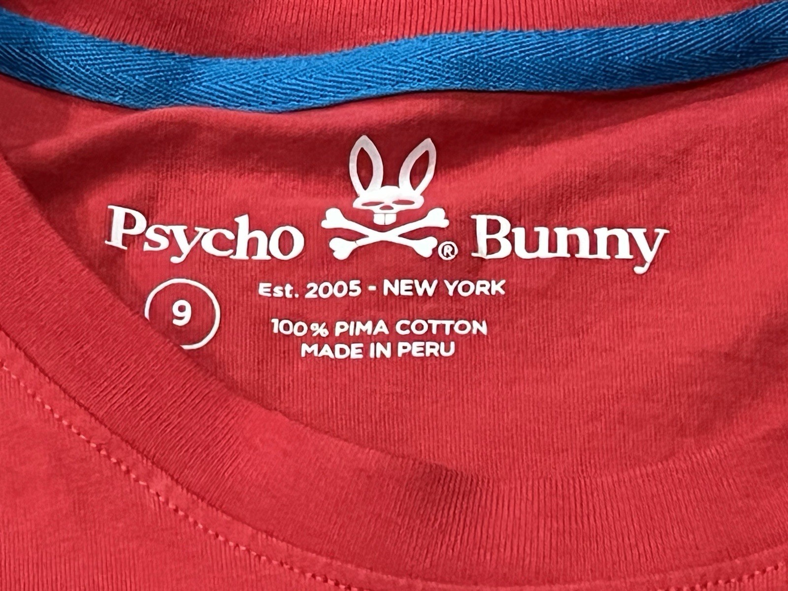 Psycho Bunny Red Blue Big & Tall Mens 3XL 9 Big Bunny Chest Logo T Shirt