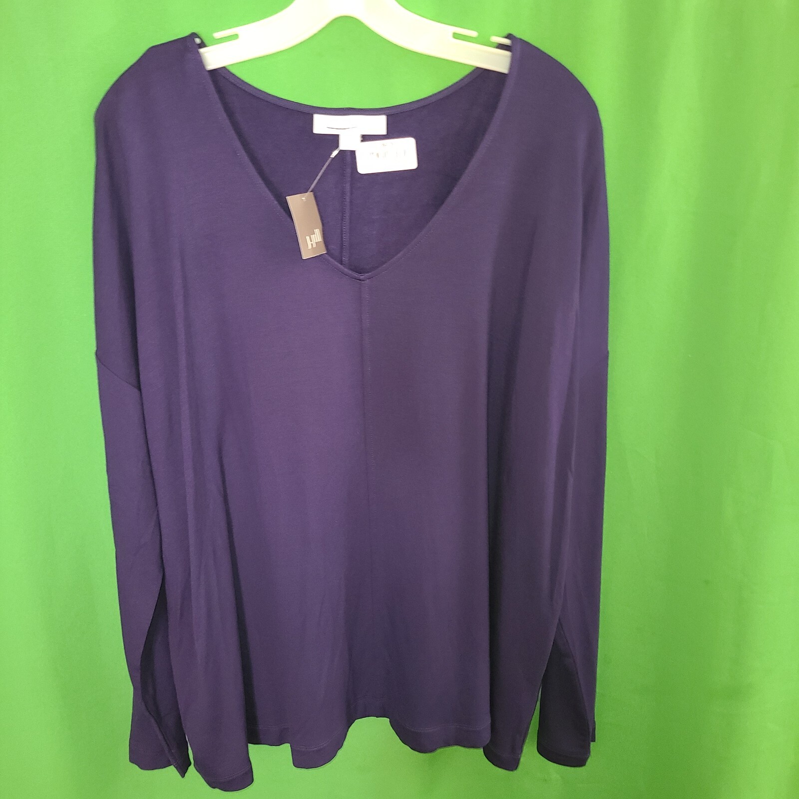 9564) NWT J JILL 2X Pure Jill Eco-Terry V-Neck Tee top navy blue new
