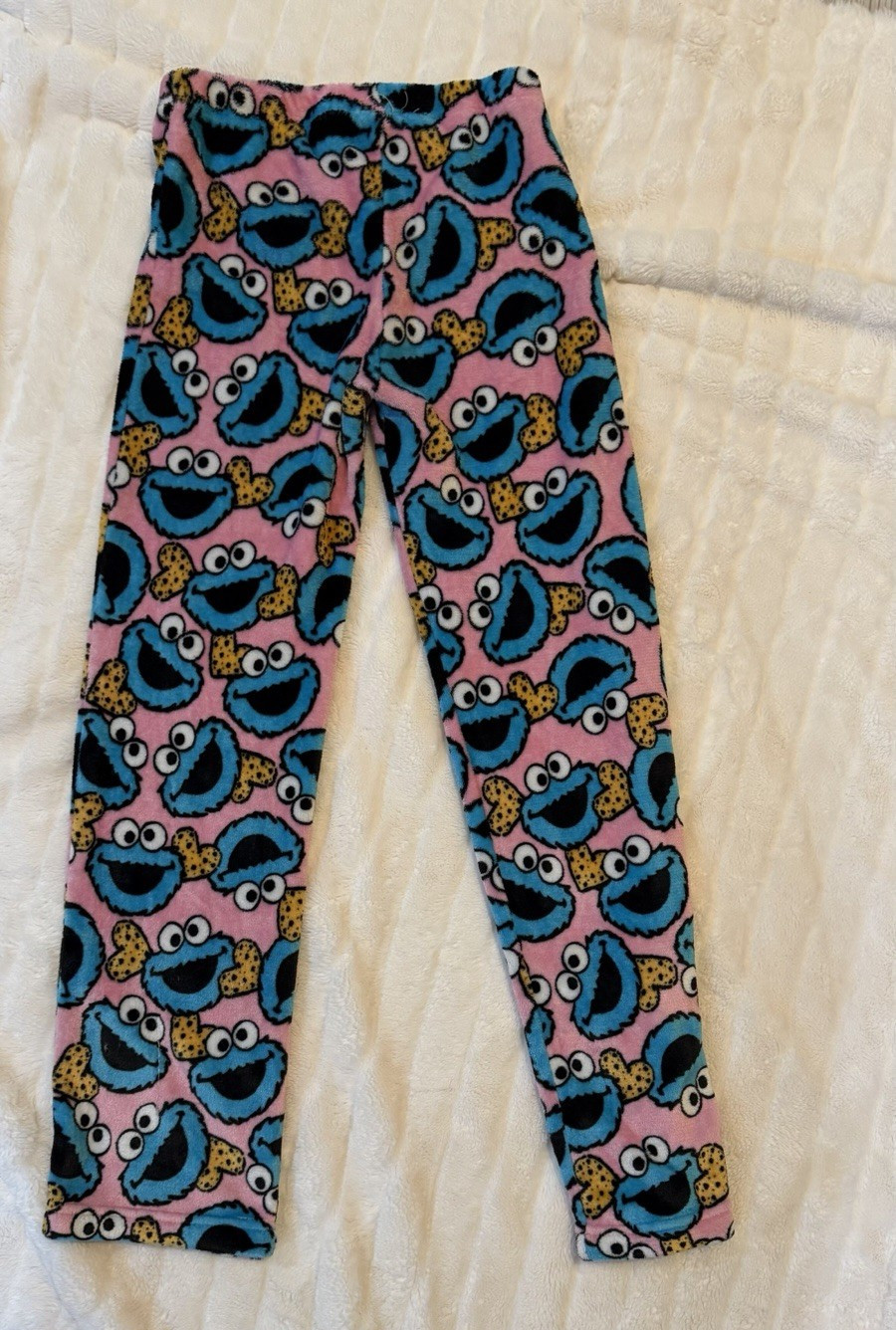 Sesame Street Cookie Monster Girls Pink/Blue Fleece Polyester Pajama Pants S