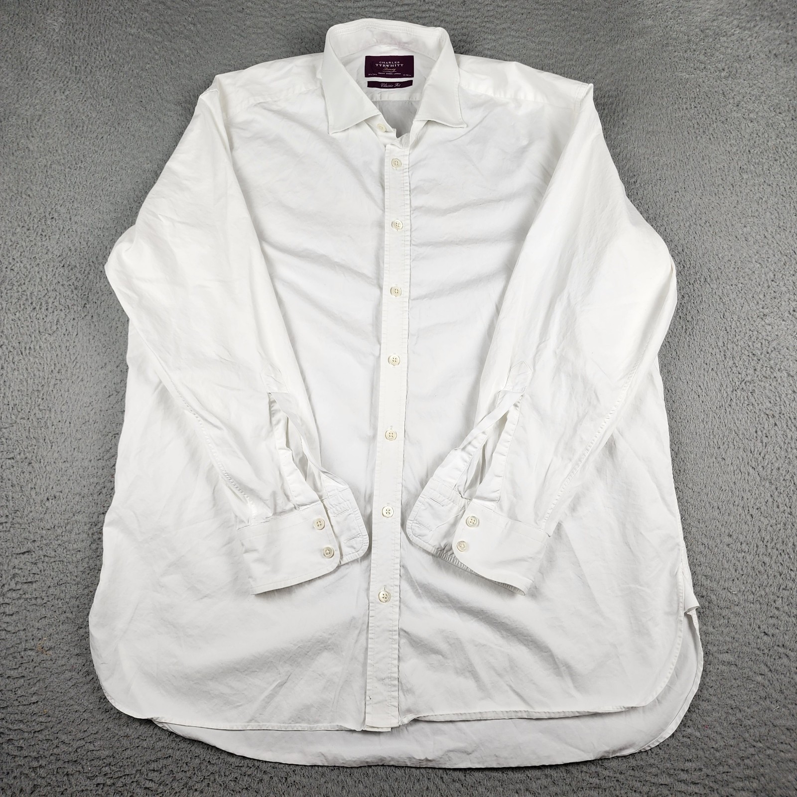 Charles Tyrwhitt Dress Shirt Mens 16.5/34 White Luxury Long Sleeve Classic Fit