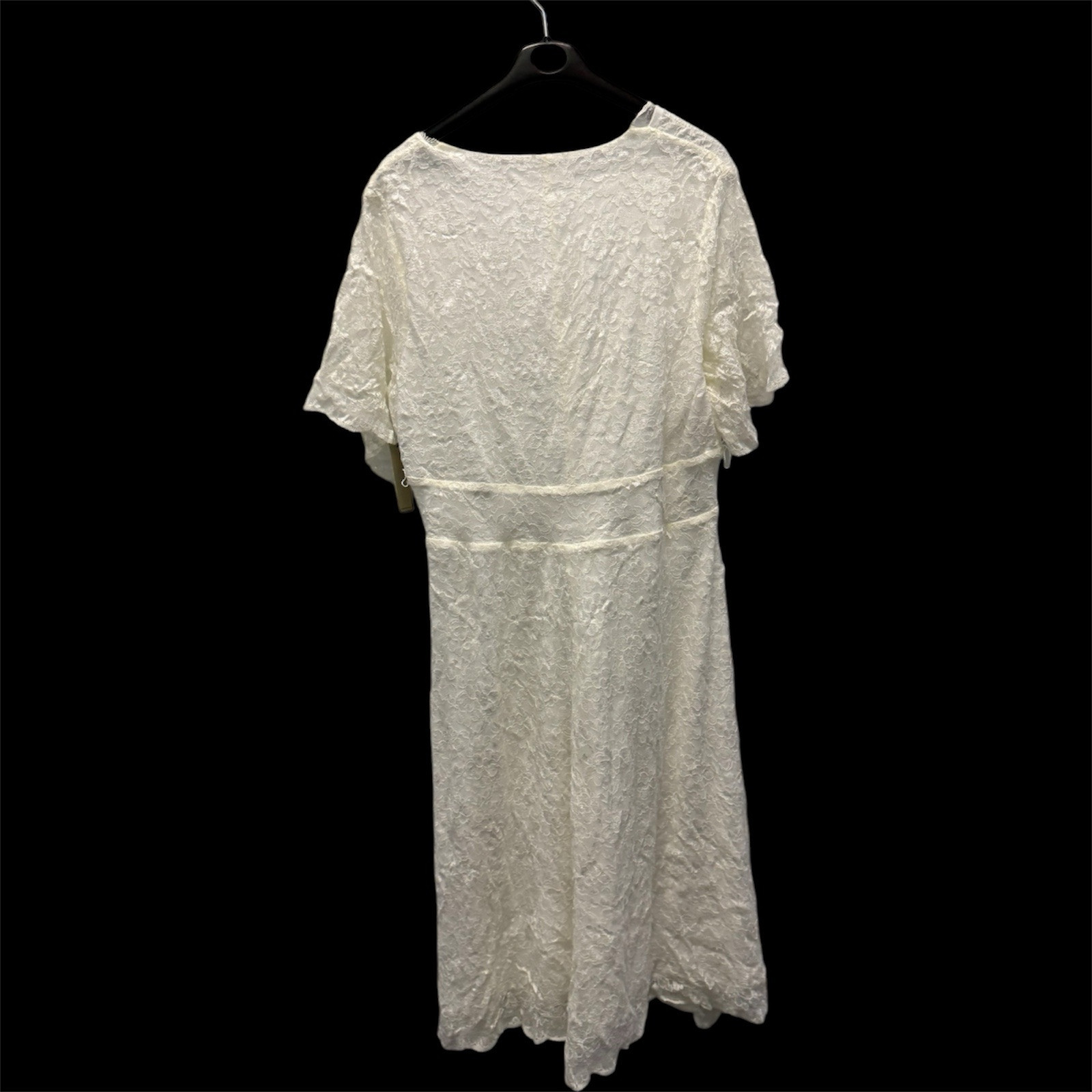 Kiyonna White Solid Patterned Maxi Dress With 3/4 Sleeve Size 2
