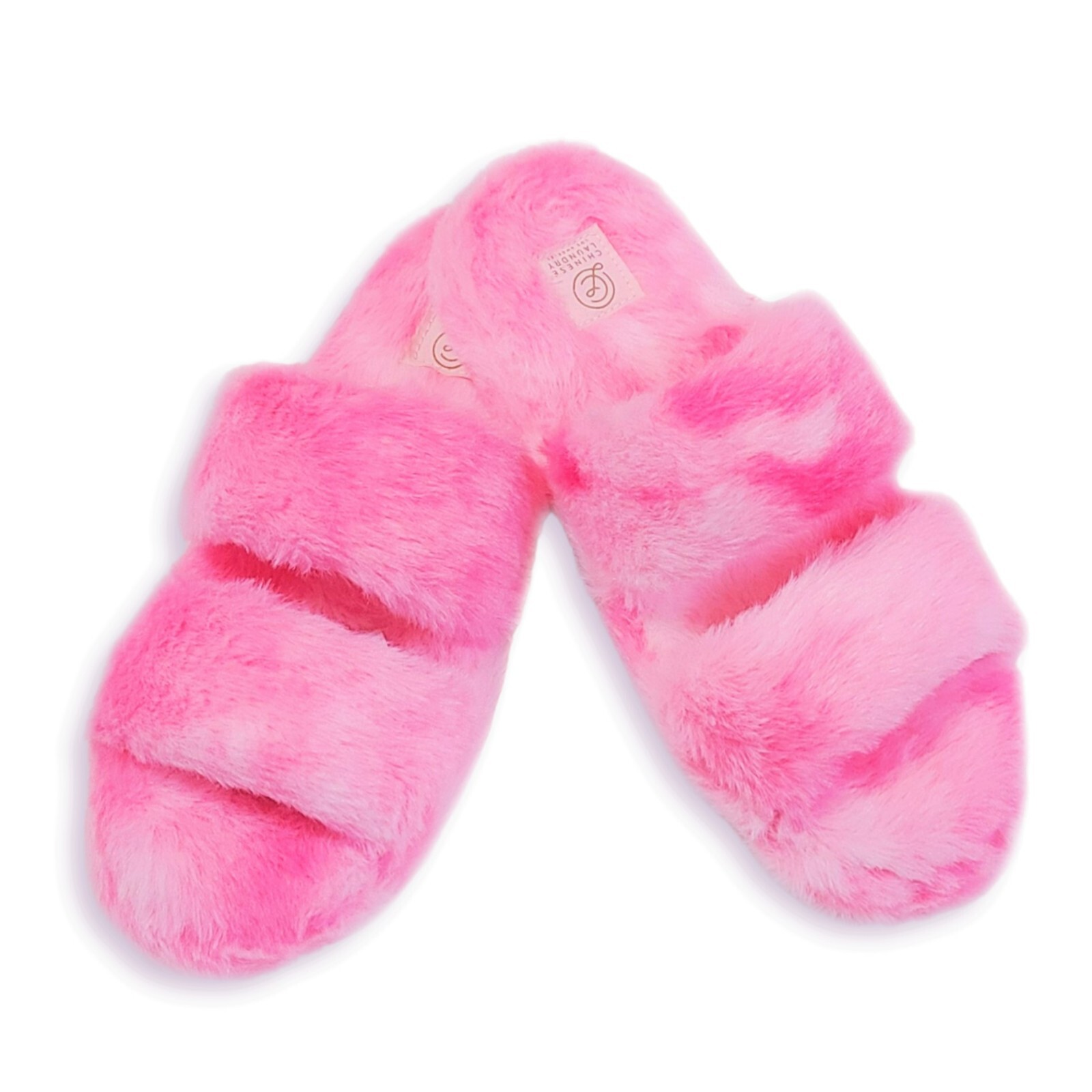 NWT Chinese Laundry Tie Dye Double Strap Faux Fur Slippers 5-6,7-8,9-10,11-12