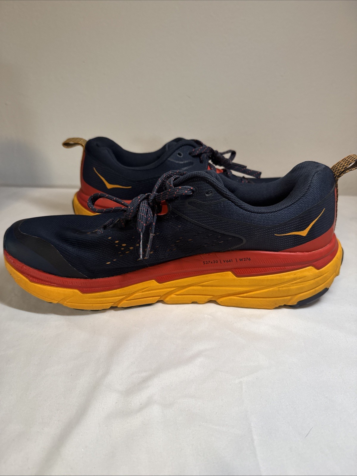 Hoka One One Challenger ATR 6 Mens 11.5 D Navy Blue Orange Red Athletic Shoes