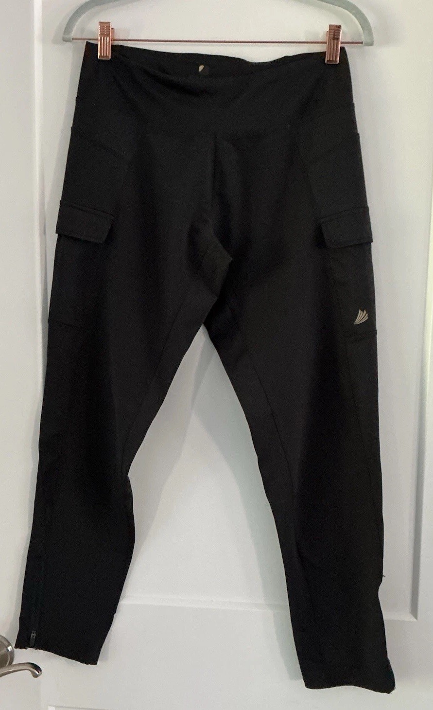 Free2B Performance Black Stretch Cargo Tech Pants With Ankle Zip Women Medium