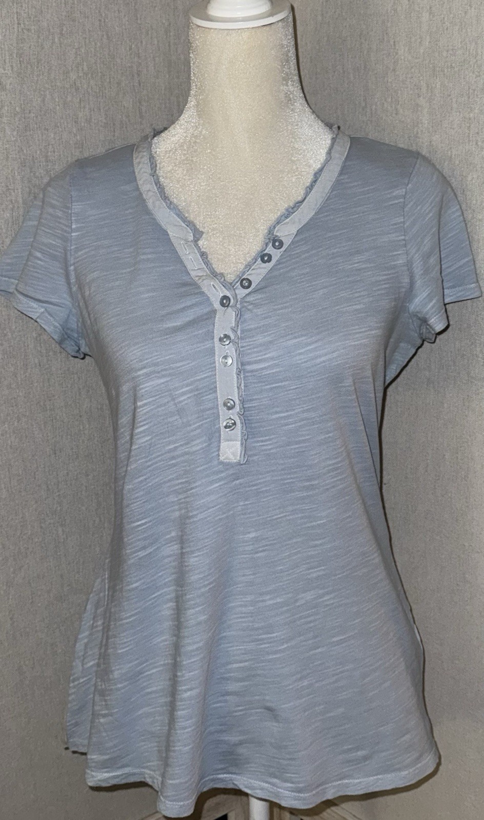 Mac And Me You Are So Loved Medium Blue T-shirt Soft Cotton V-neck High Low Hem