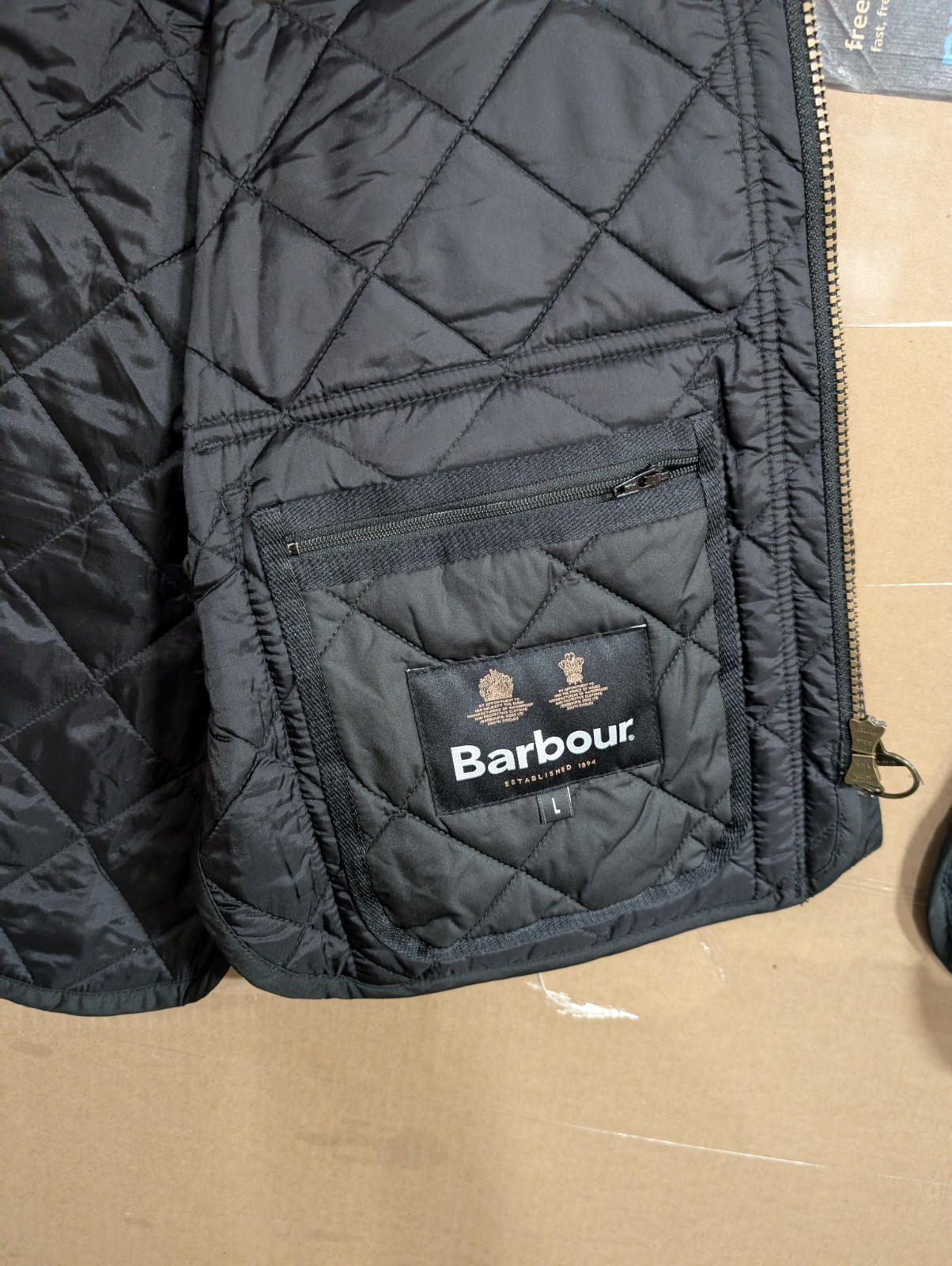 Barbour Men’s Black Lowerdale Quilted Gilet Full Zip Vest Sz Lg