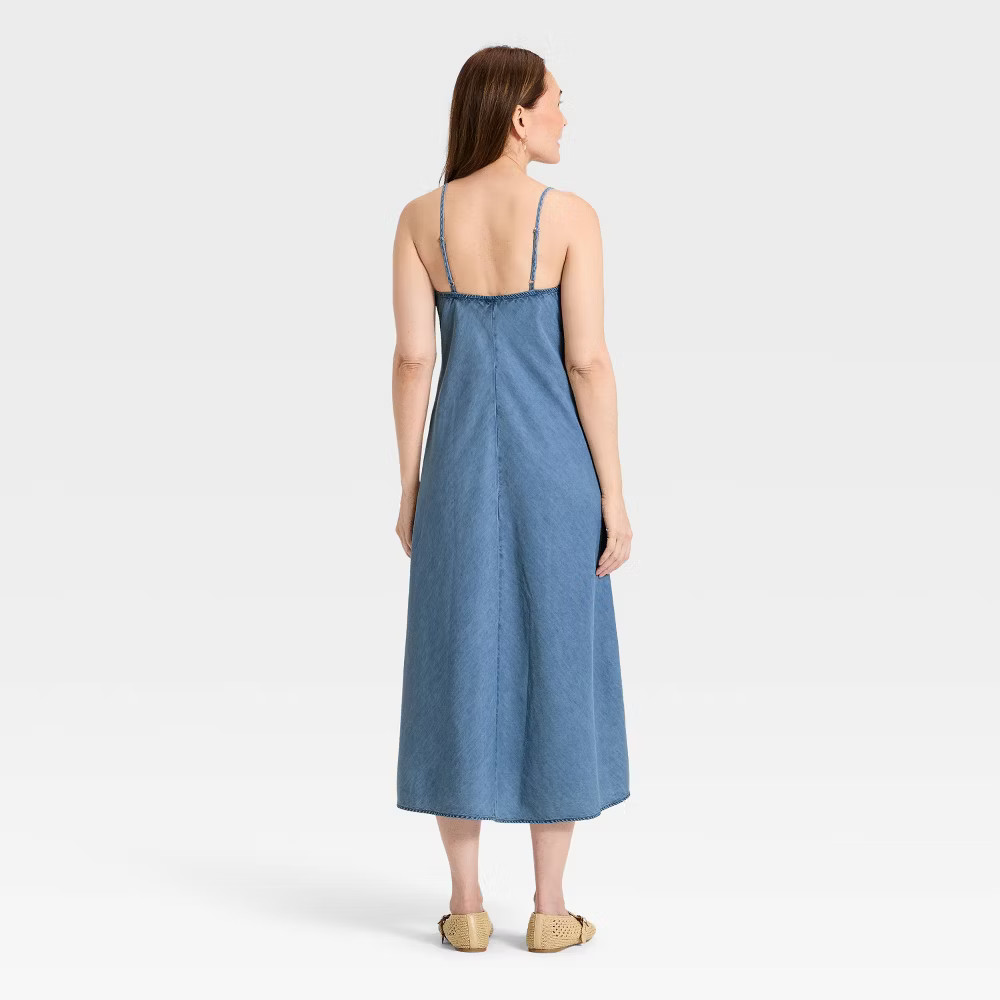 Women Chambray Maxi Sundress – Universal Thread Blue M