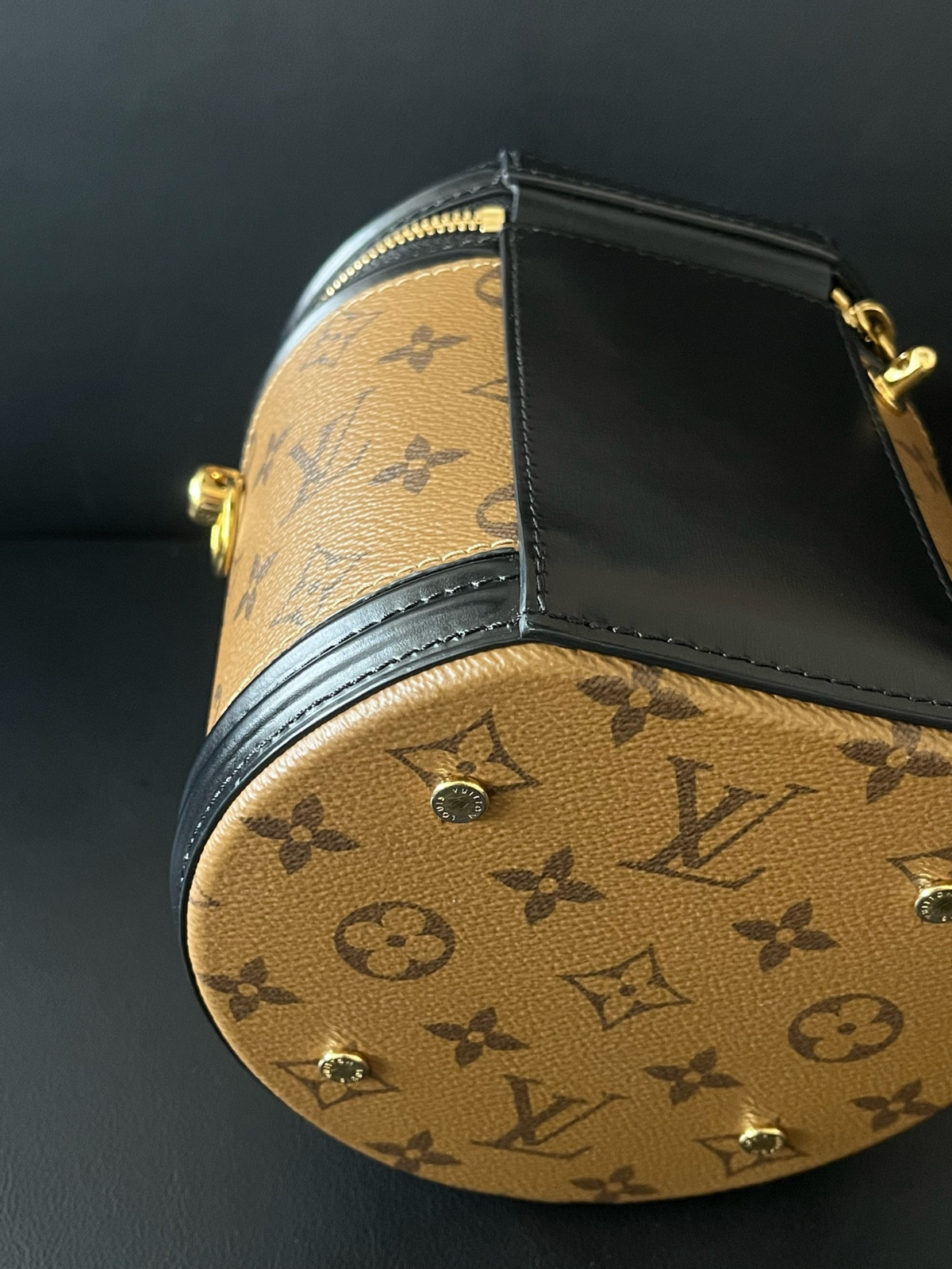 Authentic Louis Vuitton Cannes Monogram Canvas Top Handle Bag Brown Gold-Tone