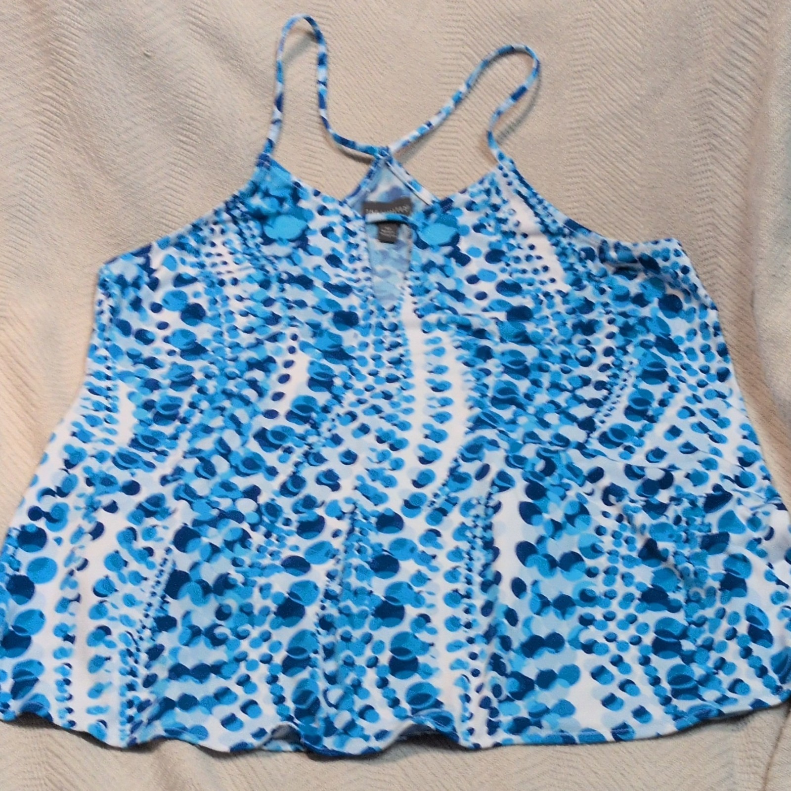 The Limited Women’s Blue/White Polka Dot V-Neck Spaghetti Strap Tank M