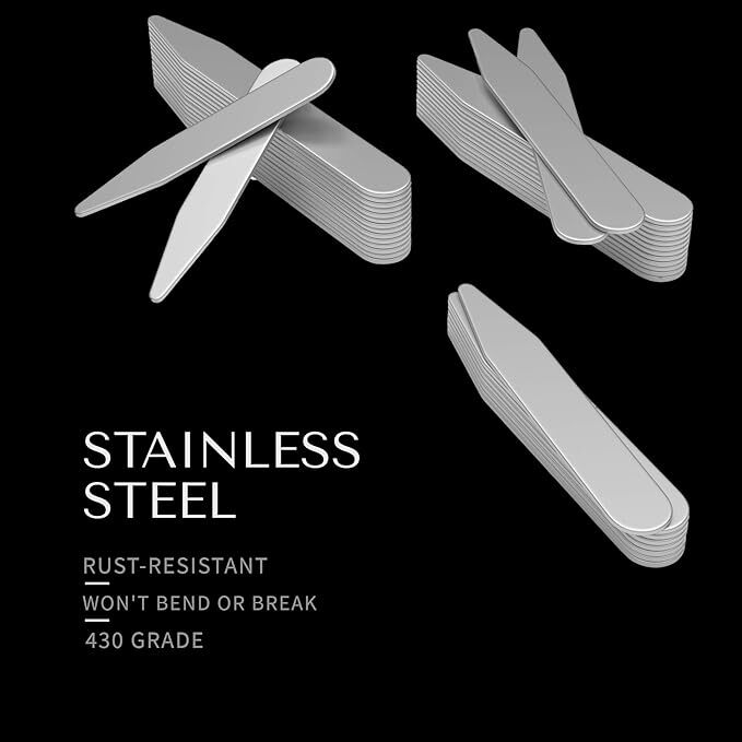 Quality Stays Metal Collar Stays for Men – Set of 40 Dress Shirt 3 Sizes in a Di