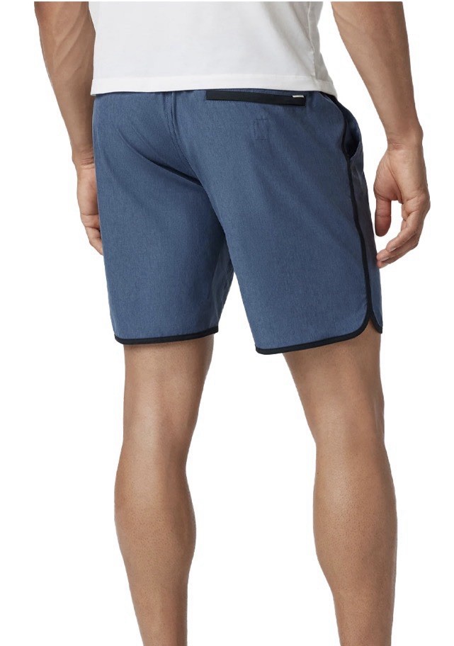 Vuori Mens Medium Performance Shorts Blue Heather 4-Way Stretch Zip Pocket
